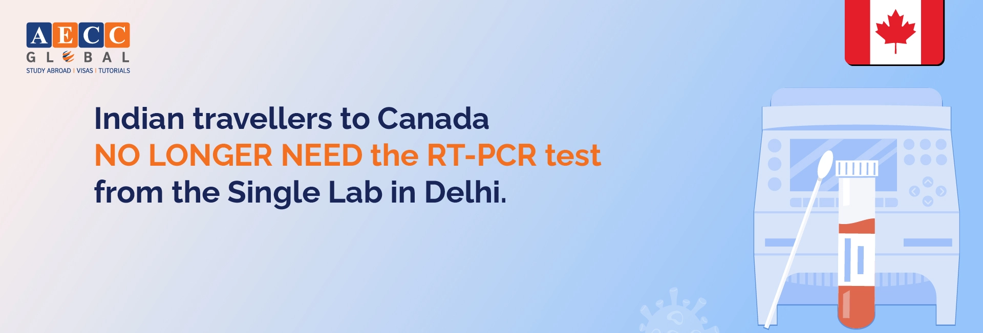 Indian Travellers to Canada NO LONGER NEED the RT-PCR test from the Single Lab in Delhi